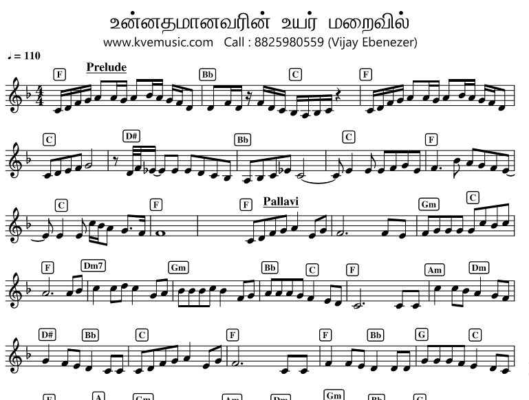 Unnadha Manavarin Uyar_Tamil Christian keyboard Song Notation Notes PDF-kve music