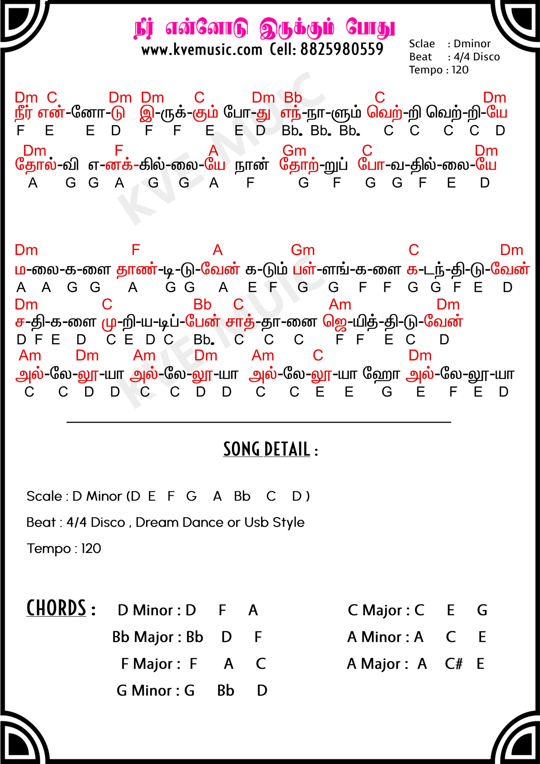 Neer Ennodu irukum Podhu Abcd Notes -Tamil Christian Songs Keyboard Notes - Kve Music