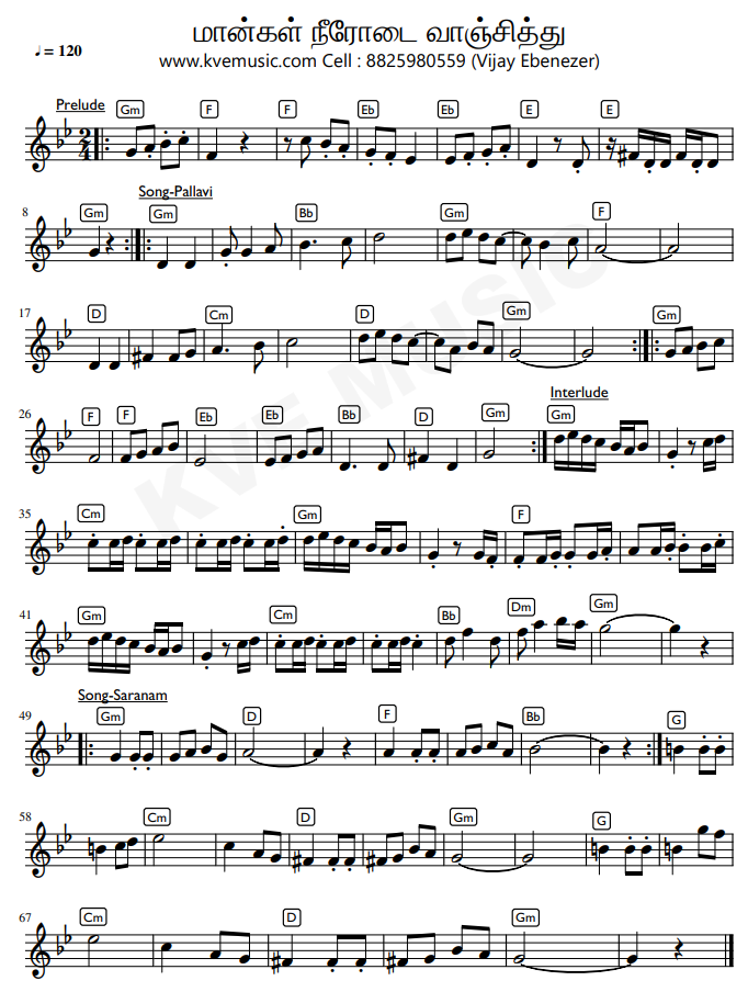 Mangal Nerodai Vanjithu -Tamil Christian Song Keyboard Chords-Lead Notation SHeet Music Notes
